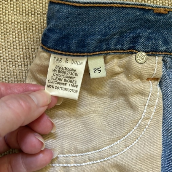 rag & bone Denim Mini Skirt Distressed Hem 5 Pocket Styling Zipper Fly Size 25 - Picture 5 of 6